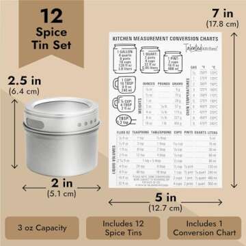 Magnetic Spice Jars for Refrigerator - 12 Organizing Tins