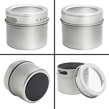 Magnetic Spice Jars for Refrigerator - 12 Organizing Tins