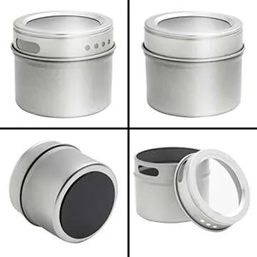 Magnetic Spice Jars for Refrigerator - 12 Organizing Tins