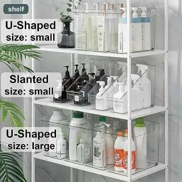 LALASTAR 3-Pack Clear Storage Bins, Tall Slim Kitchen Organizers and Storage with Wheel, Acrylic Organization Bins for Pantry, Cabinet, Fridge, Under the Sink, Laundry Room, for Cleaning Supplies