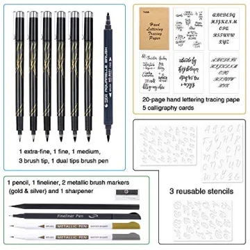 Tebik Calligraphy Pens Set - 22 Pack for Art & Journaling