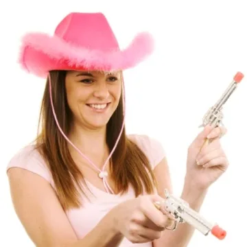 Trendy Pink Cowboy Hat and Heart Sunglasses Set for Fun