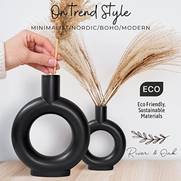 Stylish Black Vase Set for Modern Home Decor