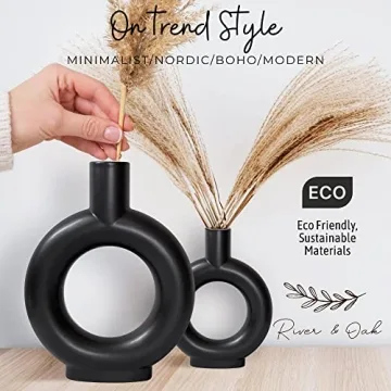 Stylish Black Vase Set for Modern Home Decor