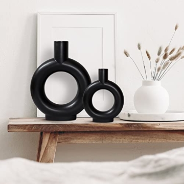Stylish Black Vase Set for Modern Home Decor