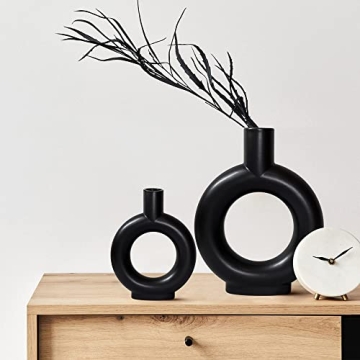 Stylish Black Vase Set for Modern Home Decor