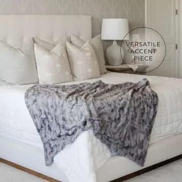 GRACED SOFT LUXURIES Large Throw Blanket Super Soft Comfy Warm Elegant Cozy Faux Fur for Home, Sofas, Couches, Beds, Chairs (Large 50" x 60", Marbled Gray)