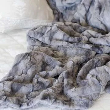GRACED SOFT LUXURIES Large Throw Blanket Super Soft Comfy Warm Elegant Cozy Faux Fur for Home, Sofas, Couches, Beds, Chairs (Large 50" x 60", Marbled Gray)