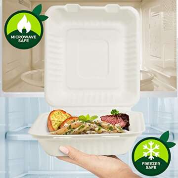 PAMI Compostable Clamshell Containers 50-Pack for Takeout