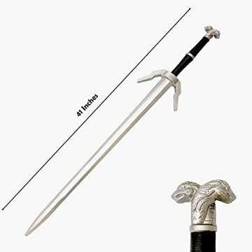 41 Inch Medieval Foam Witcher Hunting Long Sword for Cosplay LARP Costume Halloween (Twin Wolf)