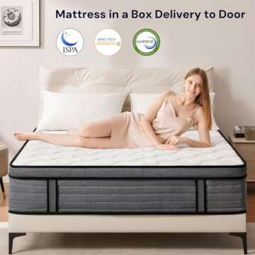 Queen Mattress 12 inch Hybrid Mattress Queen Size - Individual Pocket Box Spring Memory Foam Mattres...