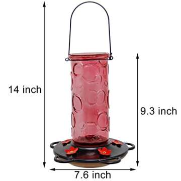 Juegoal 28 oz Glass Hummingbird Feeders for Outdoors, Wild Bird Feeder with 5 Feeding Ports, Metal H...