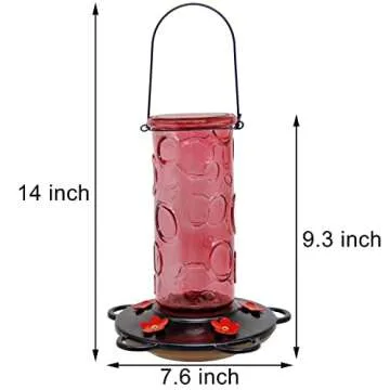 Juegoal 28 oz Glass Hummingbird Feeders for Outdoors, Wild Bird Feeder with 5 Feeding Ports, Metal H...
