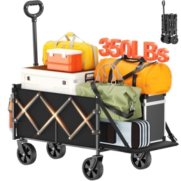 Geamen Foldable Wagon with Extended Tailgate: Collapsible Large Capacity Folding Wagon - Heavy Duty ...
