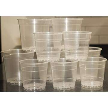 10 Pack Clear Orchid Pots Set w/Holes Clear Plastic Baskets w/Great Aerification and Drainage 5 Items 6" and 5 Items 4,5" Two Sizes of Orchid Planter