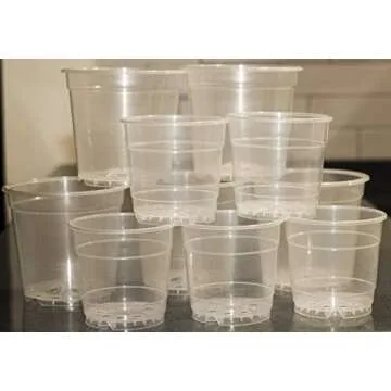 10 Pack Clear Orchid Pots Set w/Holes Clear Plastic Baskets w/Great Aerification and Drainage 5 Items 6" and 5 Items 4,5" Two Sizes of Orchid Planter