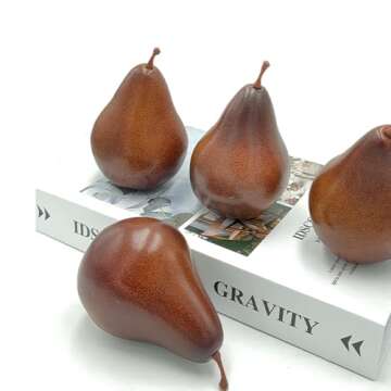 WJboand 6PCS Fake Brown Pear Artificial Lifelike Fake Fruits Decorative Kitchen Party Home Ornament House Table Faux Fruit Centerpieces Sketch Photography Prop