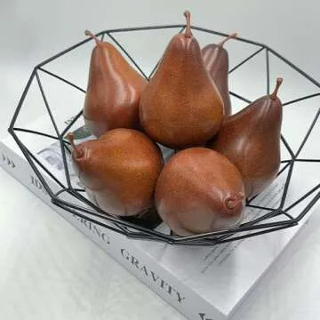 WJboand 6PCS Fake Brown Pear Artificial Lifelike Fake Fruits Decorative Kitchen Party Home Ornament House Table Faux Fruit Centerpieces Sketch Photography Prop