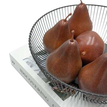 WJboand 6PCS Fake Brown Pear Artificial Lifelike Fake Fruits Decorative Kitchen Party Home Ornament House Table Faux Fruit Centerpieces Sketch Photography Prop