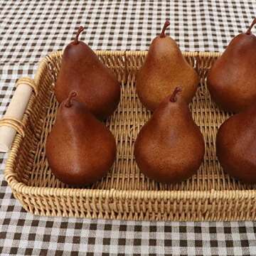 WJboand 6PCS Fake Brown Pear Artificial Lifelike Fake Fruits Decorative Kitchen Party Home Ornament House Table Faux Fruit Centerpieces Sketch Photography Prop
