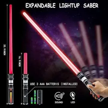 3 Packs 3 Colors Light Sabers with FX Sound for Kids, Expandable Handle Light up Sword for Halloween...