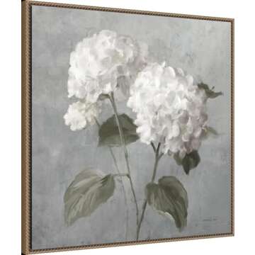 Artistic Framed Canvas White Hydrangeas by Danhui Nai