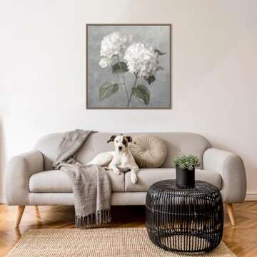 Artistic Framed Canvas White Hydrangeas by Danhui Nai