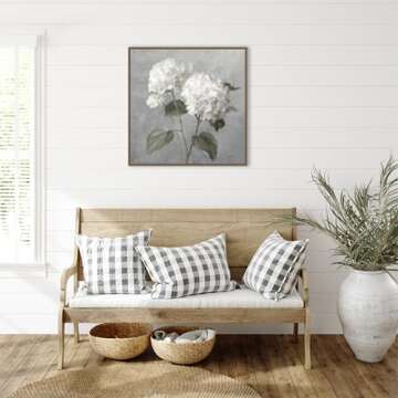 Artistic Framed Canvas White Hydrangeas by Danhui Nai