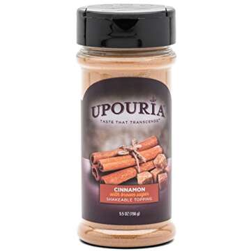 Upouria Cinnamon with Brown Sugar Shakeable Hot Cocoa and Coffee Topping 5.5 Ounce (Pack of 2)