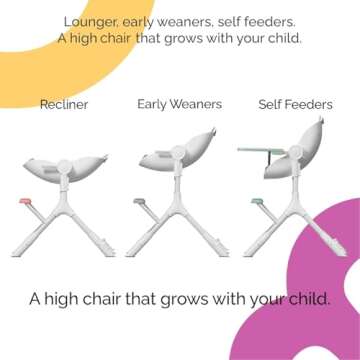 Oribel Cocoon Z High Chair & Lounger | Lemonade Yellow | Newborn to Childhood | Easy Move Gliders | Convertible for Napping & Feeding | No Tools Adjust | Easy to Clean