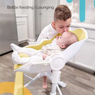 Oribel Cocoon Z High Chair & Lounger | Lemonade Yellow | Newborn to Childhood | Easy Move Gliders | Convertible for Napping & Feeding | No Tools Adjust | Easy to Clean