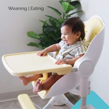 Oribel Cocoon Z High Chair & Lounger | Lemonade Yellow | Newborn to Childhood | Easy Move Gliders | Convertible for Napping & Feeding | No Tools Adjust | Easy to Clean