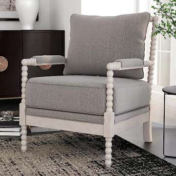 24/7 Shop at Home Antanette Farmhouse Fabric Upholstered Accent Chair with Removable Cushion for Liv...