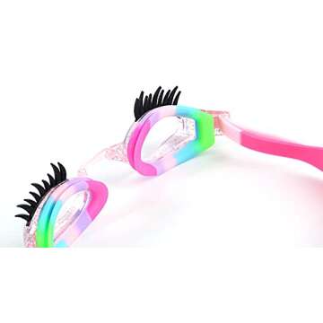TOPIROY Girls Swimming Goggles for Kids, Bling Swim Goggles for Girls, No Leaking Anti Fog Kids Goggles for Girls (Clear Lens W/Eyelashes)