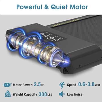 SupeRun Walking Pad, Under Desk Treadmill, 3 in 1 Portable Treadmill with Remote Control LED Display, 2.5 HP Quiet Walking Jogging Machine for Office Home Use, 300 Lbs Capacity