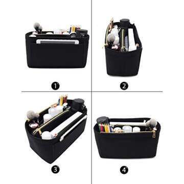 LEXSION Purse Organizer,Felt Bag Organizer Insert Purse Organizer For Neverful,Tote,Handbag,Shaper 8023 Black M