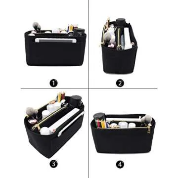 LEXSION Purse Organizer,Felt Bag Organizer Insert Purse Organizer For Neverful,Tote,Handbag,Shaper 8023 Black M
