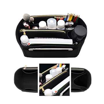 LEXSION Purse Organizer,Felt Bag Organizer Insert Purse Organizer For Neverful,Tote,Handbag,Shaper 8023 Black M