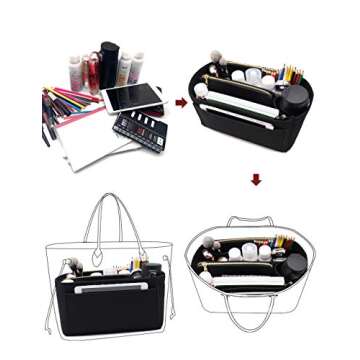 LEXSION Purse Organizer,Felt Bag Organizer Insert Purse Organizer For Neverful,Tote,Handbag,Shaper 8023 Black M
