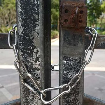 Gate Chain for Outdoor Fence with Carabiner Stainless Steel Chain Link Gate Lock for Horse Goat Dog Pet Cages Stall Supplies Wooden Fence Yard Barn