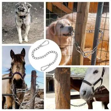 Gate Chain for Outdoor Fence with Carabiner Stainless Steel Chain Link Gate Lock for Horse Goat Dog Pet Cages Stall Supplies Wooden Fence Yard Barn