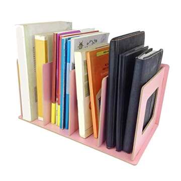 Antilog Desktop Bookshelf Wooden DIY Desktop Bookshelf Rack Books DVD Storage Magazine Holder for Students Kids Adult()