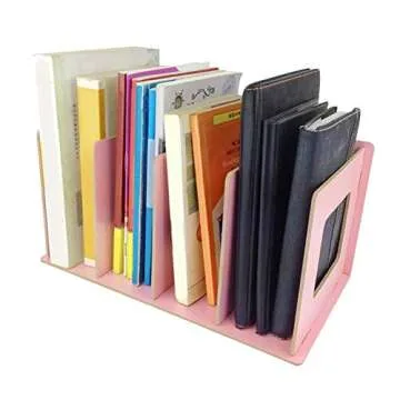 Antilog Desktop Bookshelf Wooden DIY Desktop Bookshelf Rack Books DVD Storage Magazine Holder for Students Kids Adult()