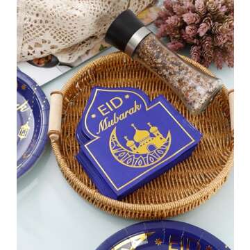 Winoo Eid Mubarak Plates & Napkins Set - 50 Guests