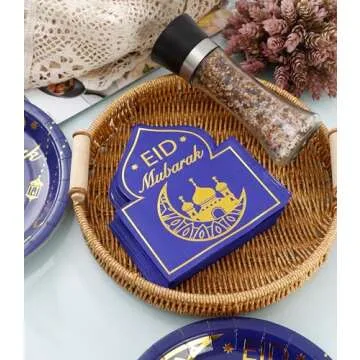 Winoo Eid Mubarak Plates & Napkins Set - 50 Guests