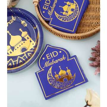 Winoo Eid Mubarak Plates & Napkins Set - 50 Guests
