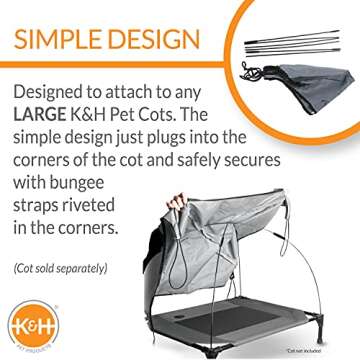 K&H Pet Cot Canopy - Water-Resistant & Travel-Friendly Shade
