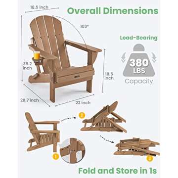 Ciokea Folding Adirondack Chair - Durable & Stylish Outdoor Seating
