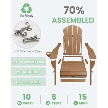 Ciokea Folding Adirondack Chair - Durable & Stylish Outdoor Seating