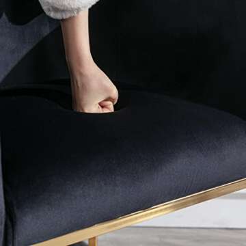 RIVOVA Contemporary Black Velvet Bar Stools Set of 3, 24" Upholstered Fabric Counter Height Barstools Kitchen Counter Island Stools with Screwed Together Golden Metal Base